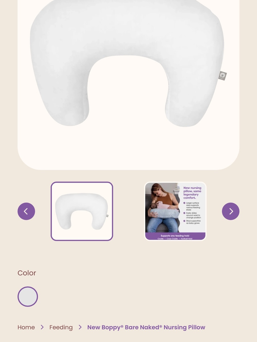 Like New Boppy Bare Naked Nursing Pillow - White with Two Covers Included